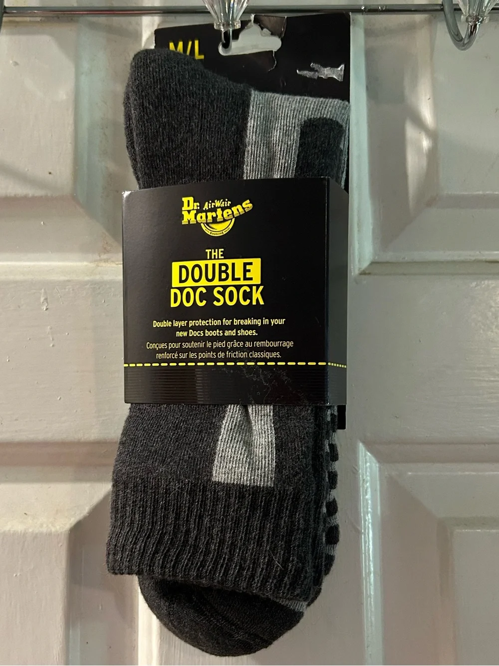 Dr. Martens Double-Layer Crew Socks in Charcoal and Light Gray